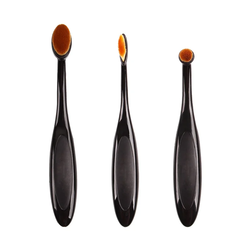 3PCS-1 10 шт., косметическая кисть овальной формы, кисть для пудры, Тональная основа, тени для век, набор кистей для макияжа, набор аксессуаров, Новинка - Handle Color: 3PCS-1
