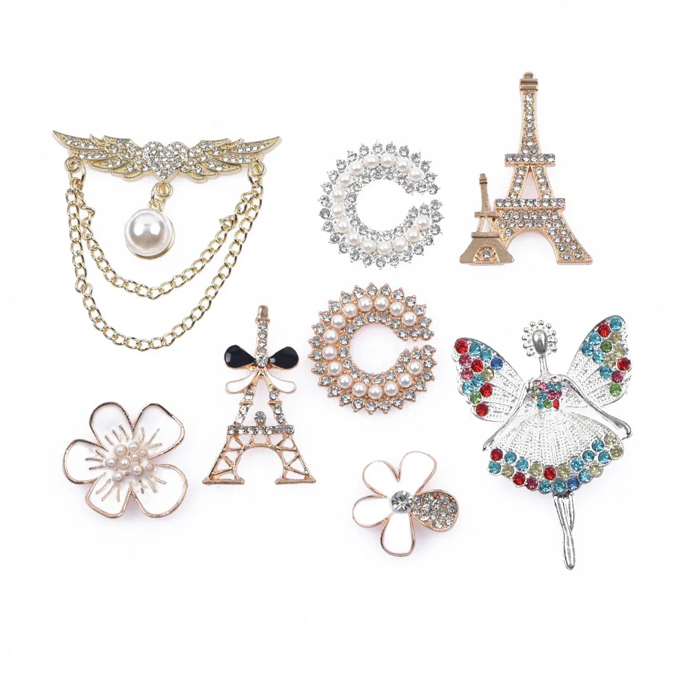 1pcs Metal Charms Brand Shoes Designer Accessories Croc Charms Bling Rhinestone Butterfly JIBZ Gift For Clog Decaration Charm