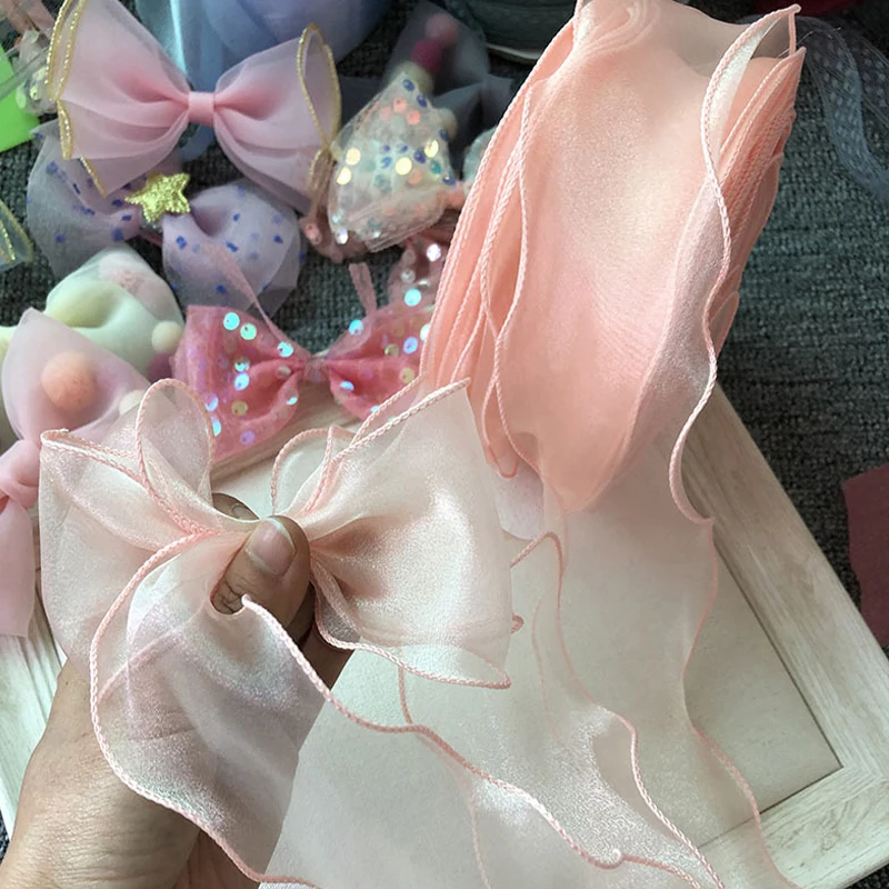 

5M Fishtail Yarn Wave Organza Ribbon Diy Bow Hair Accessories Material Gift Packing Sewing Fabric Flower Packaging Material