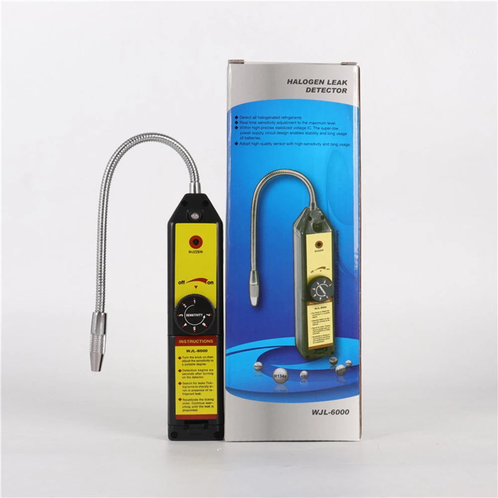 

WJL-6000 Freon Leak Detector Halogen Leak Detector Refrigerant Gas HVAC R22 R410A R134A R1234YF CFCs HCFCs HFCs Detector