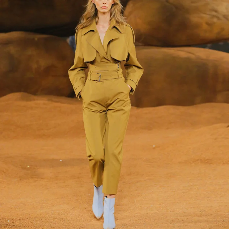 [DEAT] 2020 Весенняя женская модная трендовая короткая ветровка с отворотами и