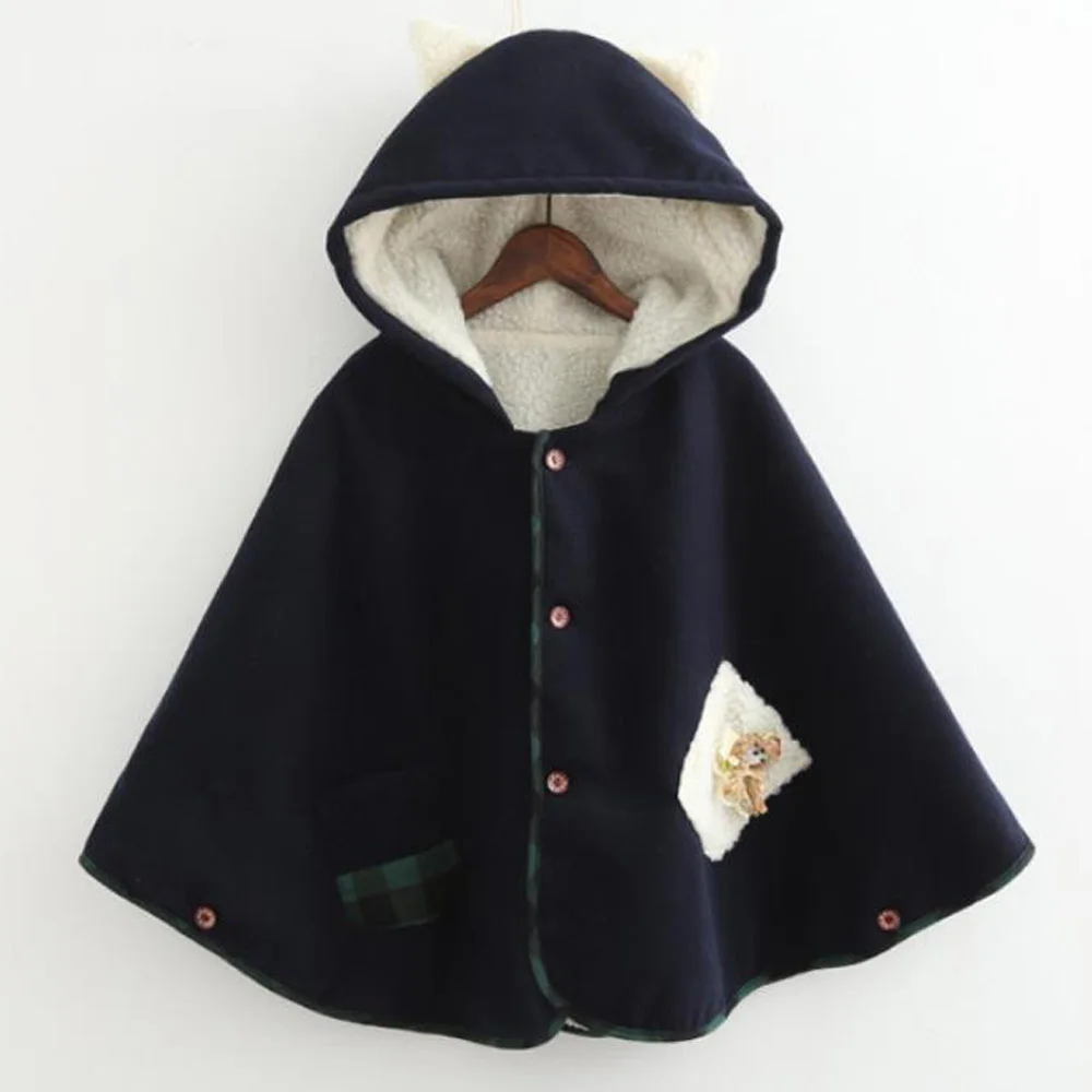 Носки для девочек с заячьими ушками на капюшоне пальто накидки пончо Для женщин