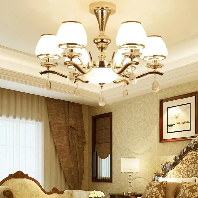 

Modern Led Chandelier Nordic Lighting Villa Living Room Bedroom Decor Light Luxury Glass Lamp Shape White Golden Lusters MJ1111