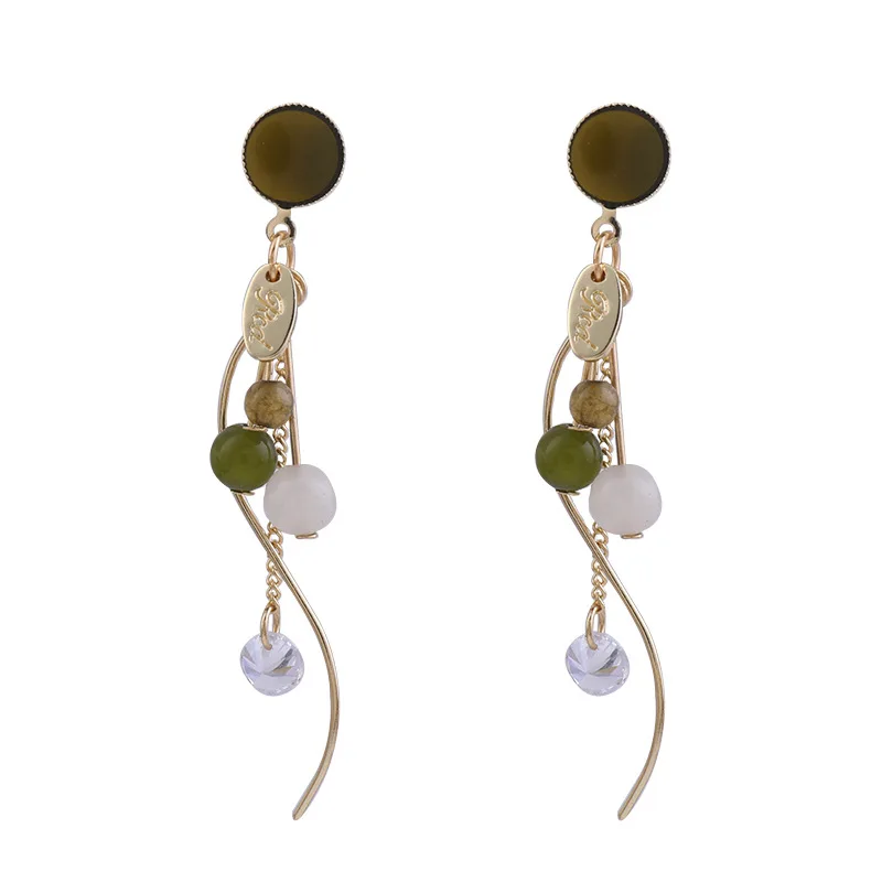 

2020 New Fashion Metal Long Tassel Earrings Charm Gold Color Crystal Beaded Drop Dangle Earrings for Women Party Bijoux Jewelry