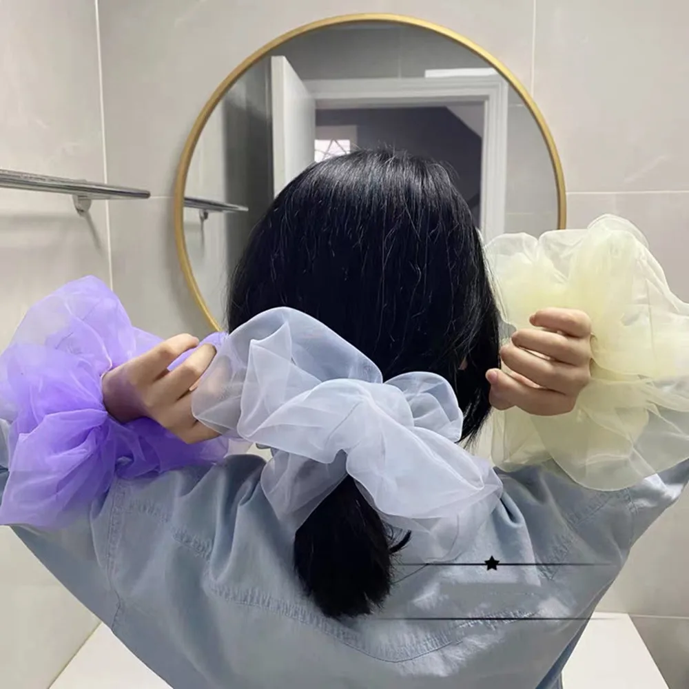 

Organza Tulle Oversized Hair Tie Hair Scrunchies Fairy Chiffon Bright Silk Yarn Hair Rope Hair Bands Ponytail Hair Accessories