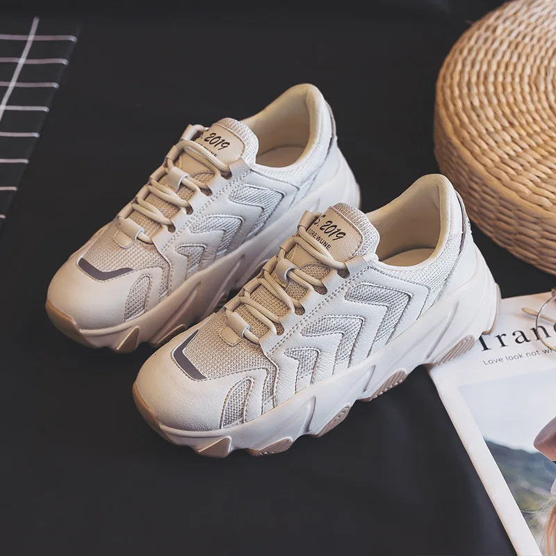Женские парусиновые кроссовки на платформе Zapatillas Mujer повседневные белые с