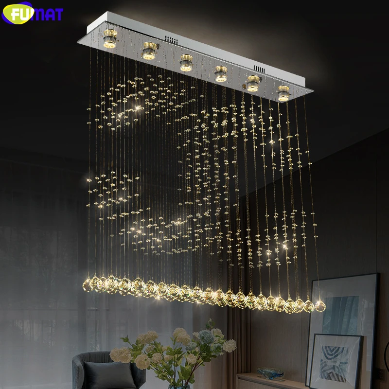 

FUMAT New Crystal K9 Ball Ceiling Lamp Dinning Room Modern Chandelier Rain Drop Lighting Fixture Pendant 2C Form GU10 LED Light