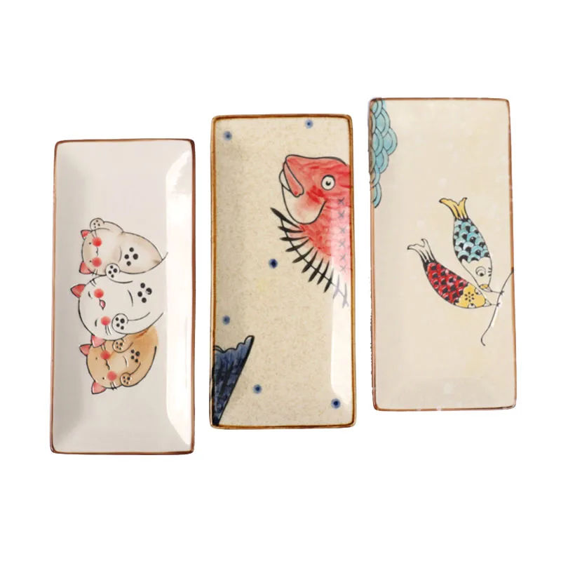 

FANCITY Japanese-style hand-painted plate ceramic plate restaurant dinner plate home dinner plate dessert plate creative tablewa