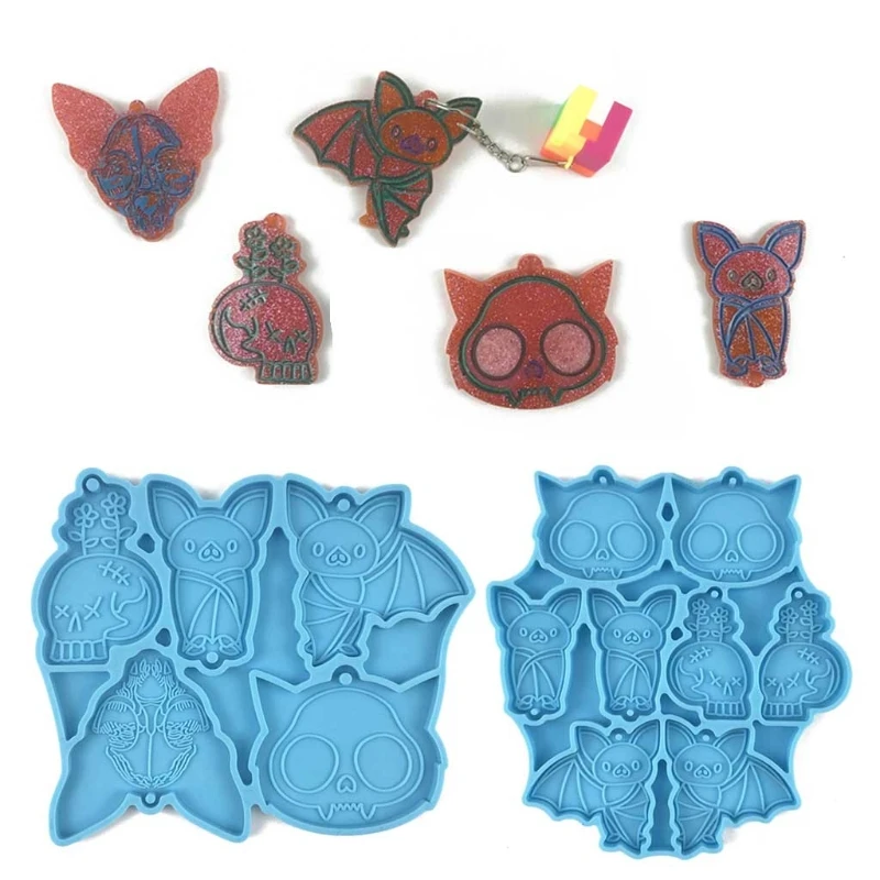 

Bat Series Keychain Epoxy Resin Mold Jewelry Pendant Silicone Mould DIY Crafts Decorations Casting Tools