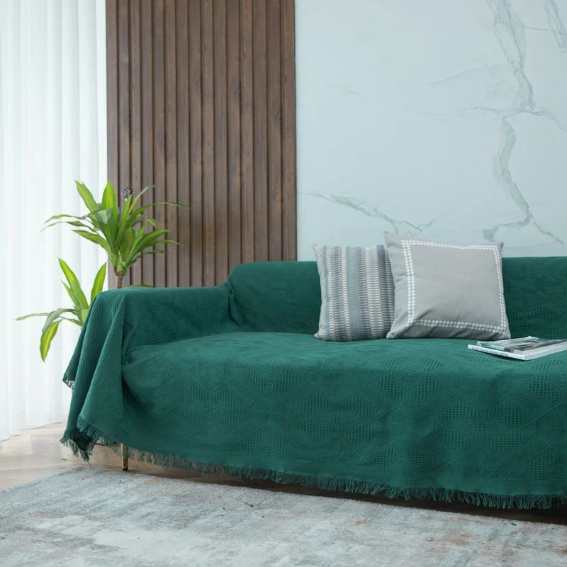 Диванное одеяло в скандинавском стиле темно-зеленый пылезащитный чехол гобелен