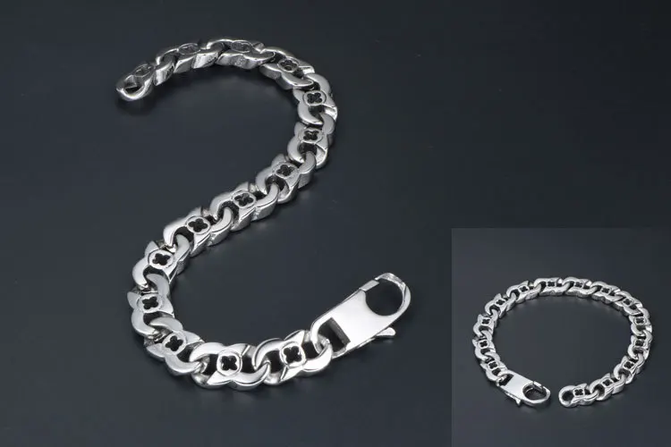 Мужской тяжелый браслет из нержавеющей стали Quatrefoil дизайн ширина 9 6 мм Длина 8