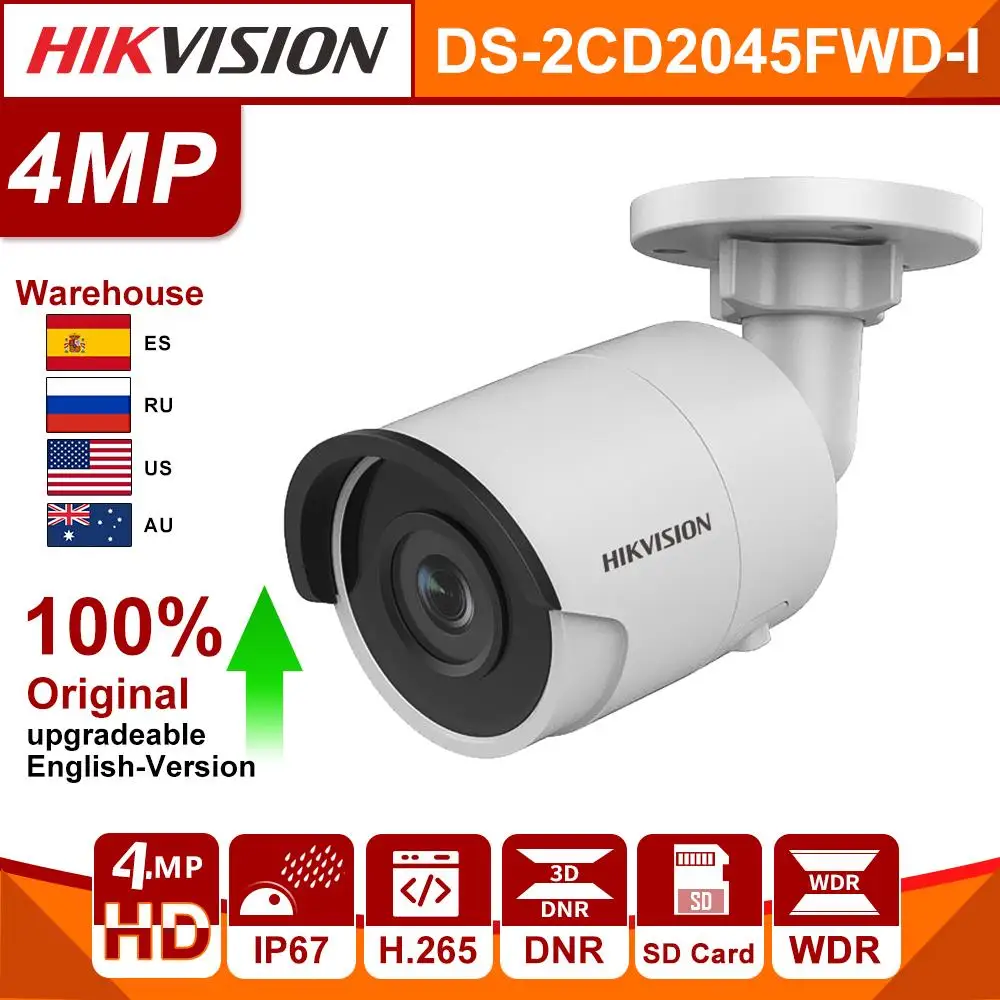 HIKVISION оригинал DS 2CD2045FWD I 4 МП ИК фиксированная пулевидная сетевая камера POE видео
