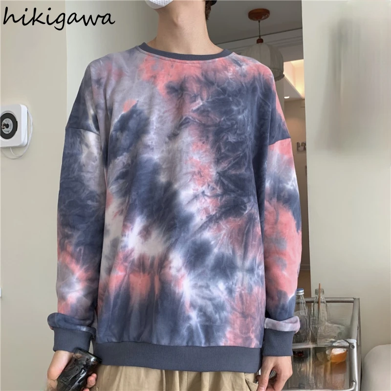 

Hikigawa Long Sleeve Contrast Color Women Tops Oversized Korean Fashion Men Pullovers Harajuku Vintage Hoodies Japan Sweatshirts