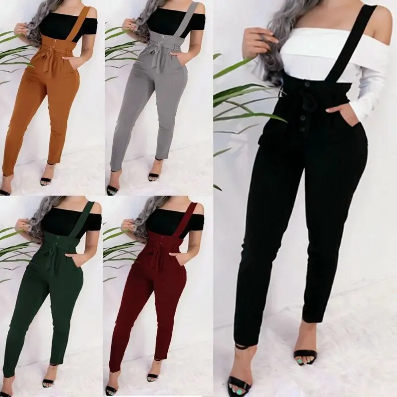 Женский Осенний комбинезон без рукавов повседневные брюки штаны модные