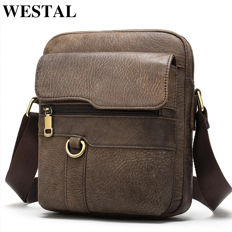 Сумка WESTAL Мужская винтажная саквояж на плечо мессенджер Маленькая кожаная