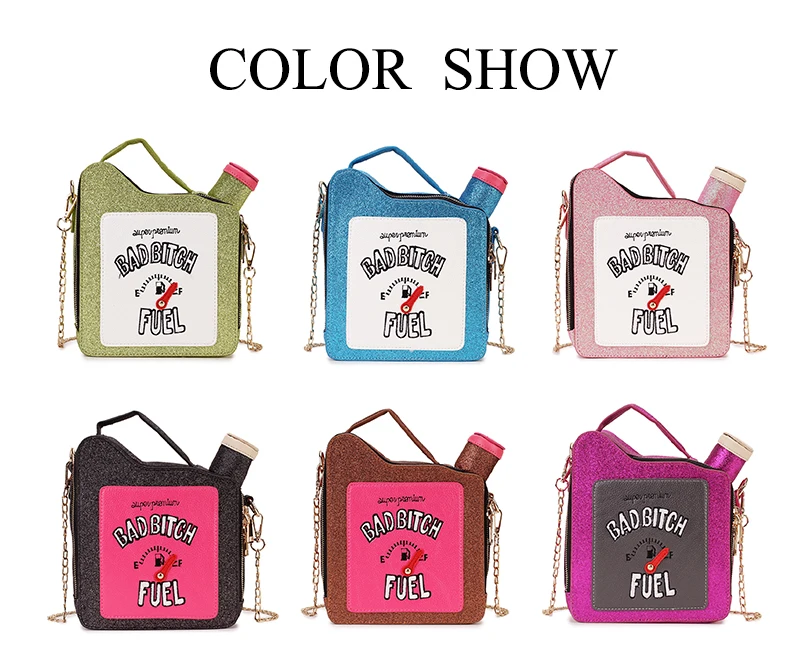 Fashion Fun Embroidery Letters Gasoline Bottle Shape Women Chain Purse Handbag Shoulder Bag Ladies Mesenger Clutch Totes | Багаж и сумки