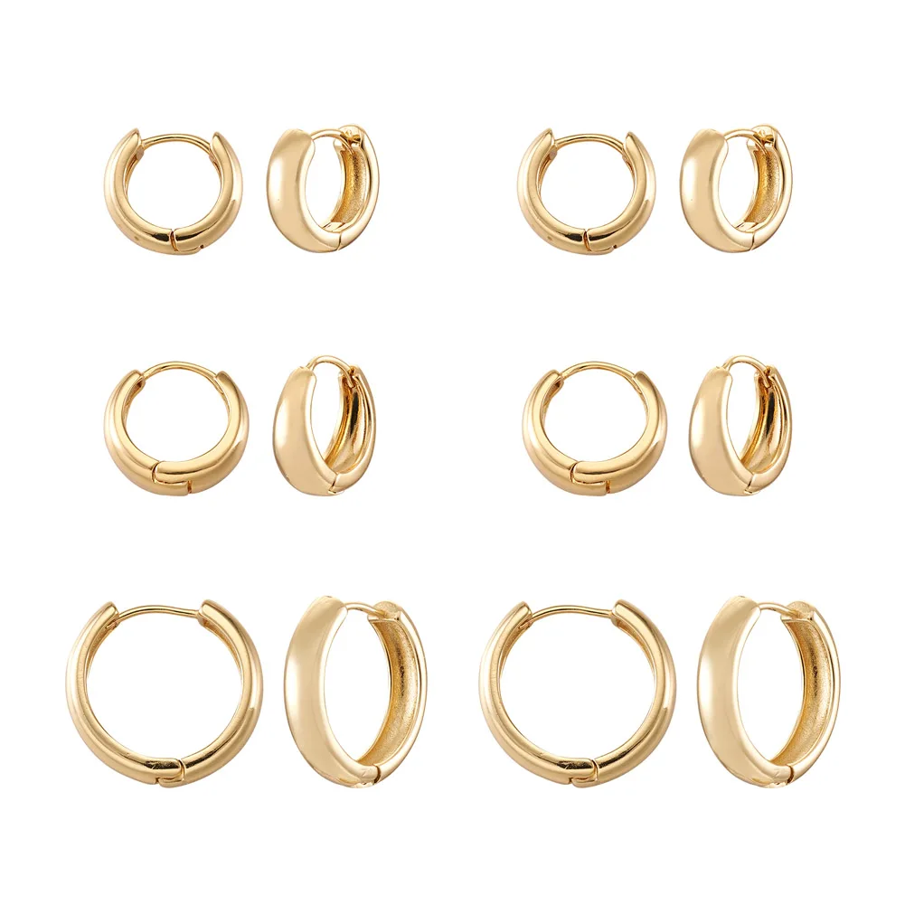 

6 Pairs Brass Huggie Hoop Earrings Ring Links Connectors For DIY Earrings Key Chain Charms Jewelry Making Findings Decoration