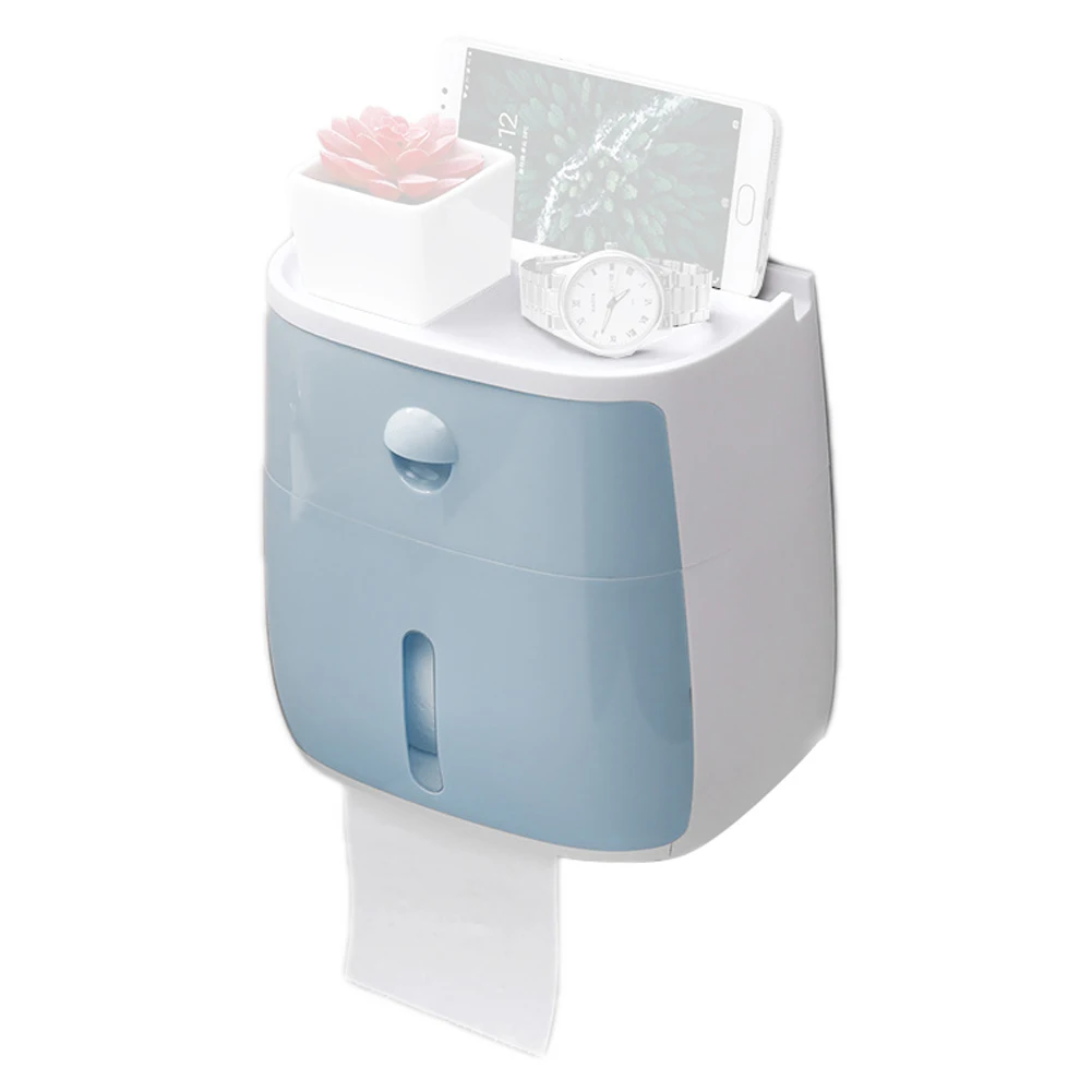 

Toilet Paper Holder Waterproof Wall Mounted Toilet Paper Tray Roll Paper Tube Storage Box Tray Tissue Box Shelf Bathroom Product