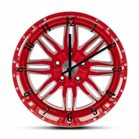red car wheel mechanic wall clock modern design garage car tire decorative wall watch auto repair tire shop artwork timepieces