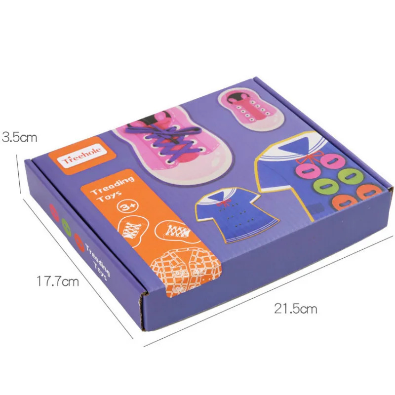 

Wooden toys Montessori education toys for Children DIY Handmade Wear Stitching Button Hand-eye Coordination Game Wear Rope toy