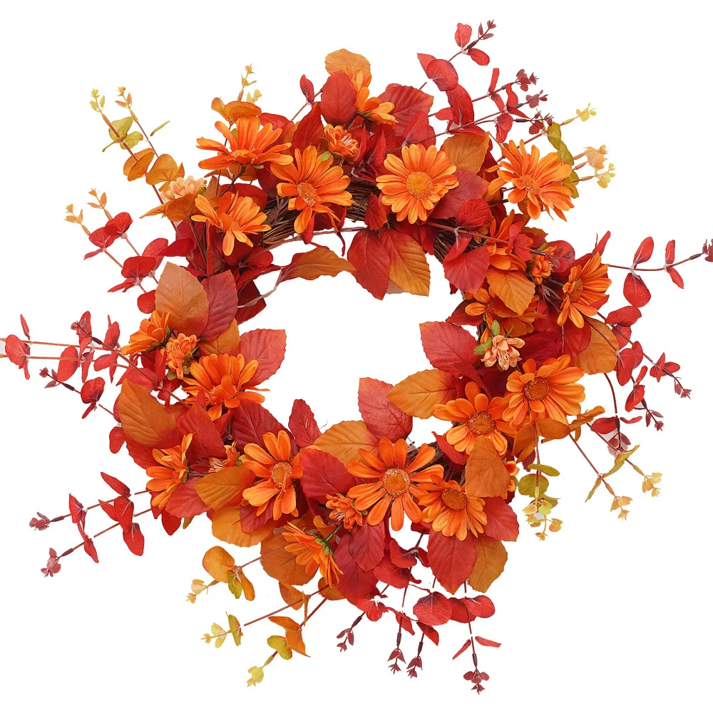 

Suitable For Thanksgiving Harvest Door Decoration Silk Decorations Wall Artificial Flowers Front Simulated Sunflower Maple Leaf
