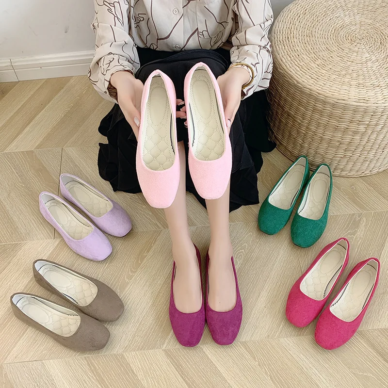 

Shoes Woman Flats Modis Shallow Mouth Square Toe Casual Female Sneakers Autumn Dress 2022 Summer Big Size New Fall Basic Bonded