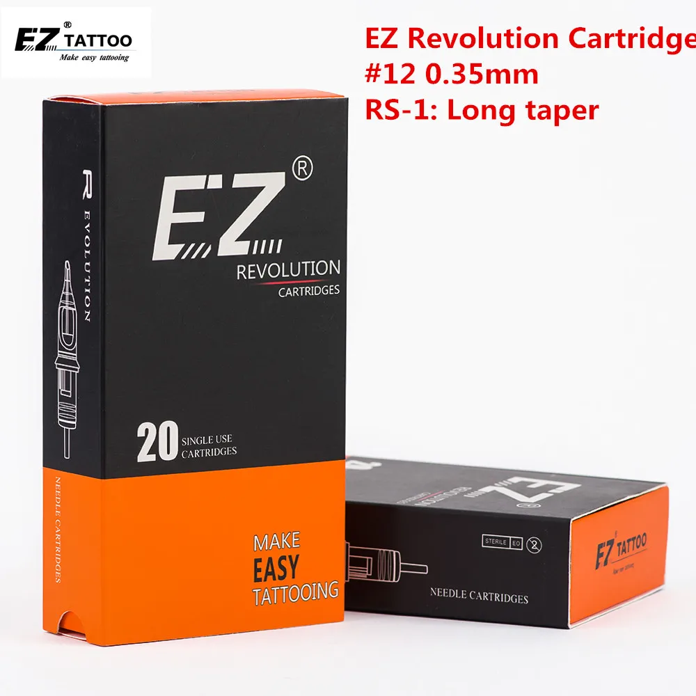 EZ Revolution Tattoo Needles Cartridge Round Shaders #12 0.35mm Long Taper for Machine Grips 20 pcs /box | Красота и здоровье