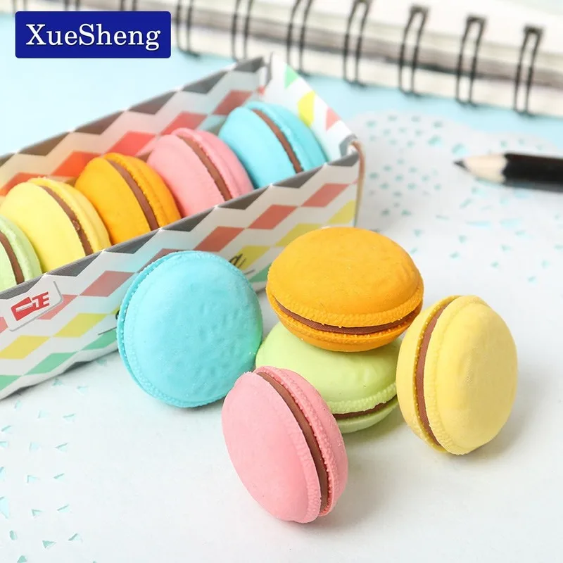 

5 PCS/Lot Novelty Macaron Rubber Eraser Creative Kawaii Stationery School Supplies Papelaria Gift For Kids