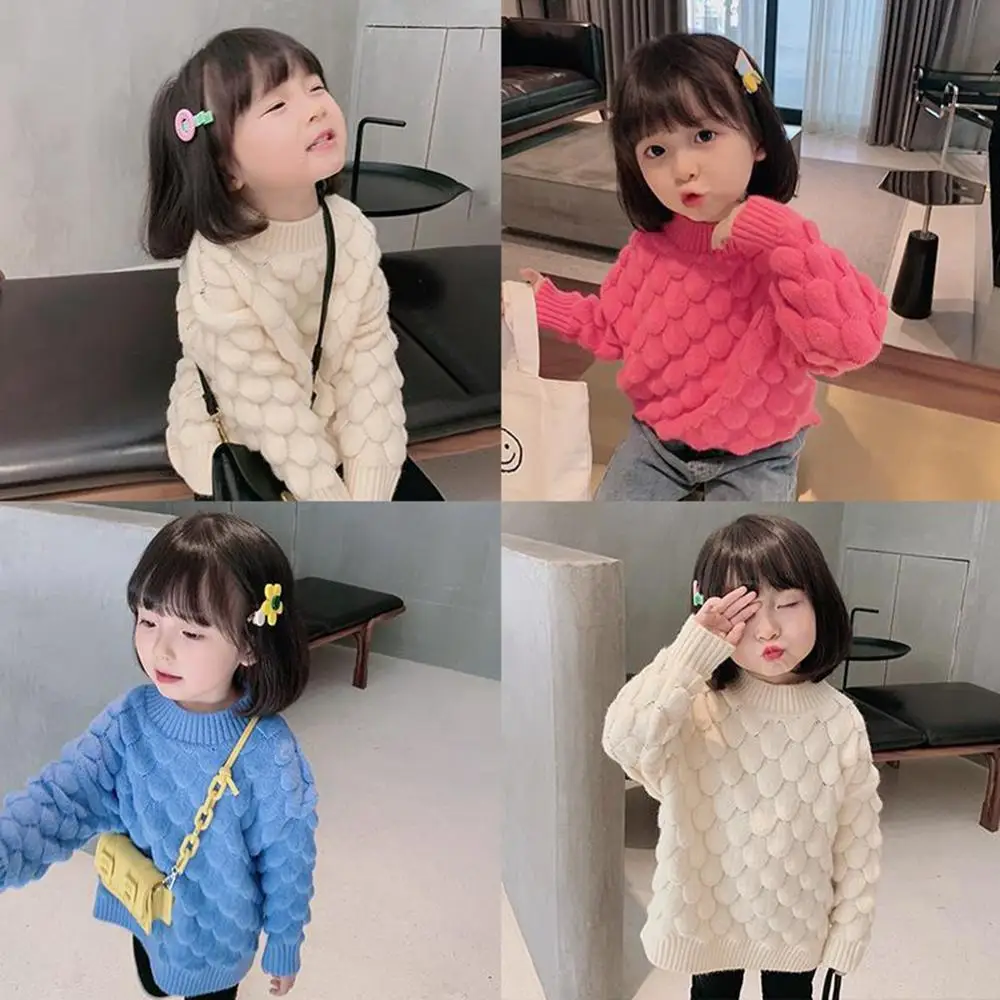 2-9Years Girls Sweater Autumn Winter Kids Kintted Thick Pullover Top Fashion Toddler Girl Winter Fall Clothes BBottoming Shirt