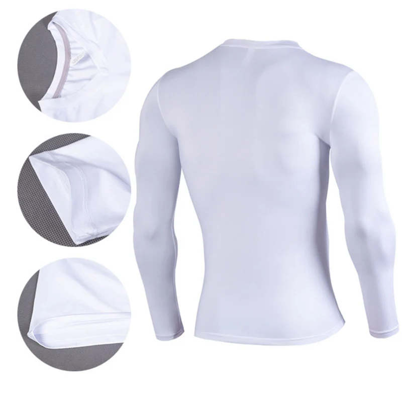 Мужская компрессионная футболка для бега с длинным рукавом Спортивная