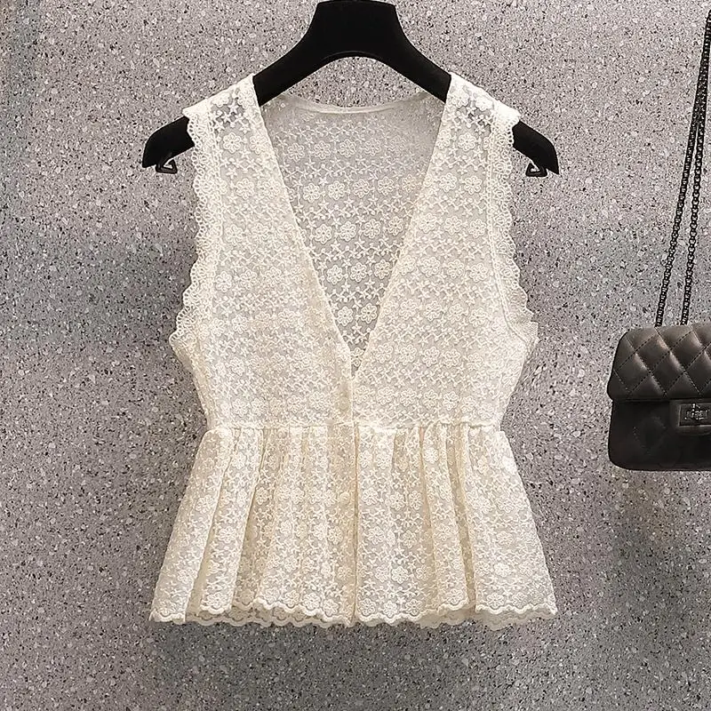 

5XL Plus Size Women Summer 2021 Short Sleeve High Waist Vintage Black Dresses and White Embroidery Lace Vest Two Piece Set