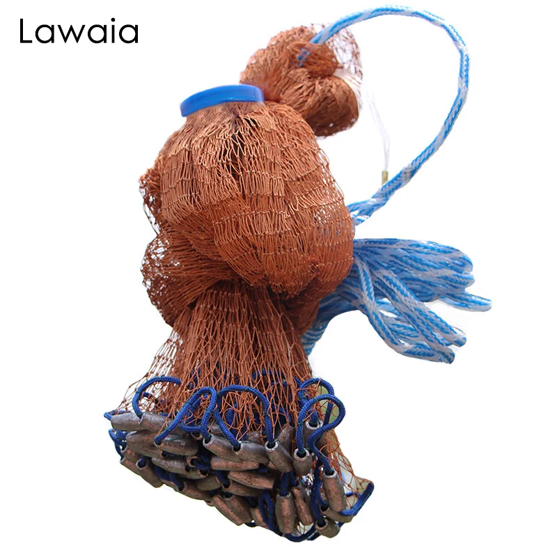Lawaia Cast Fishing Net with Lead Sinker Fishing Network Small Mesh Hand Throw American Style Casting Network