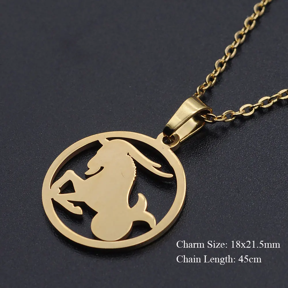 100% нержавеющая сталь Золотая Звезда Знаки зодиака Очаровательное ожерелье для