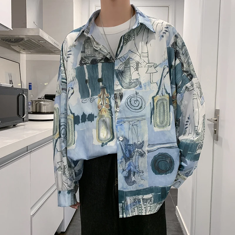 Рубашка мужская с принтом Повседневная модная уличная одежда гавайская