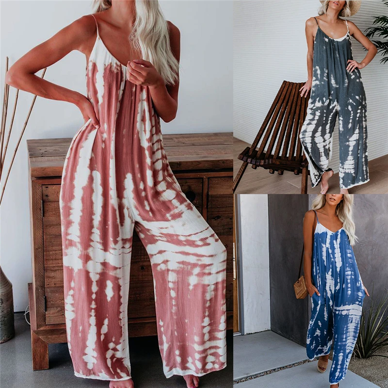 Женский Повседневный комбинезон без рукавов летний Свободный для дома вечерние