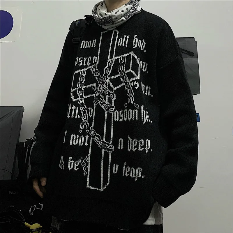 Woherb Harajuku BF Свободные пуловеры с буквенным узором и круглым вырезом, свитер с длинным рукавом для женщин, повседневные винтажные топы, джемперы в Корейском стиле, новинка 91310 - Цвет: black pullovers