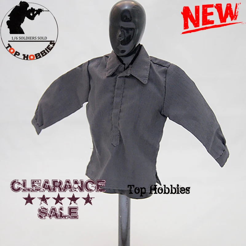 

1/6 scale action figure accessory military uniform WWII Gray Shirt Jacket Coat Fit 12 Inch Soldier hot toys 1/6 man body 1/6