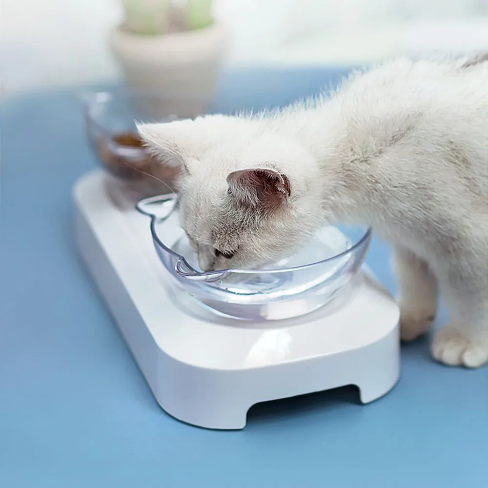 Pet Cats Прозрачная чаша с держателем противоскользящее кошачье блюдо для еды питатель для домашних животных миска для воды идеально подходит для кошек и маленьких собак миски для корма