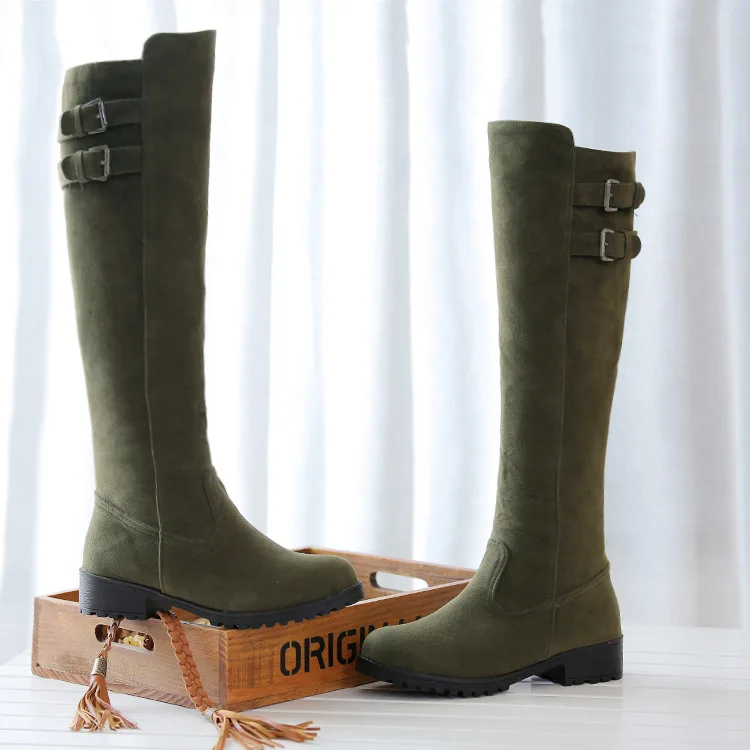 Женские сапоги из замшевой кожи до колена Высокие женская обувь бедра Модные