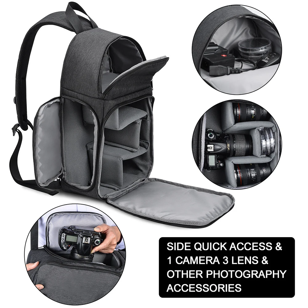 Camera Multi-functional Bag Waterproof DSLR Photo For Canon 200d 4000d m50 Backpack Nikon d3500 Sony a6000 | Электроника