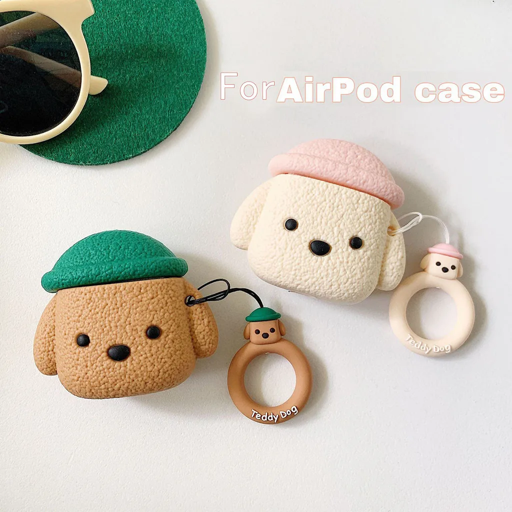 3D животных собака наушники чехол для защитный Airpods кожи Apple AirPods 1/2 QI Беспроводная