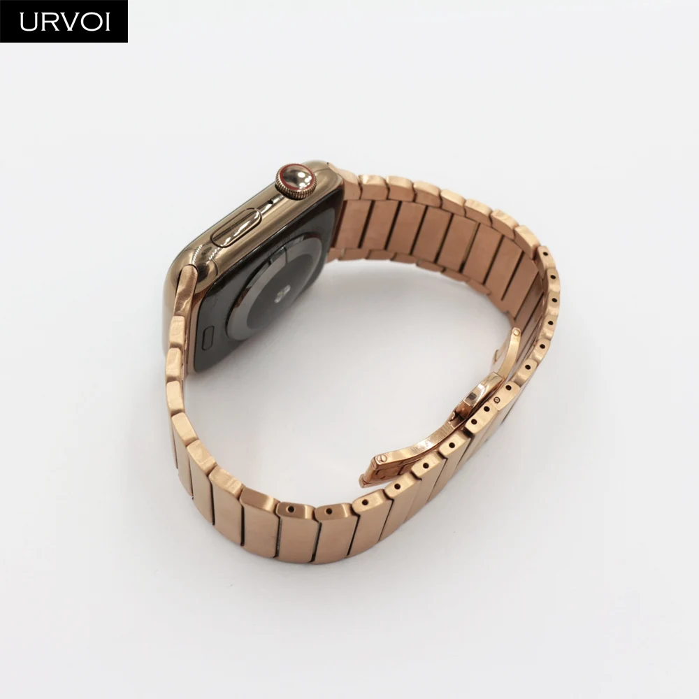 URVOI ремешок для apple watch 4 5 3 2 1 соединяющий ремешок браслета для iWatch 42 44 мм высокого качества из нержавеющей стали регулируемый ремешок Gen.6th