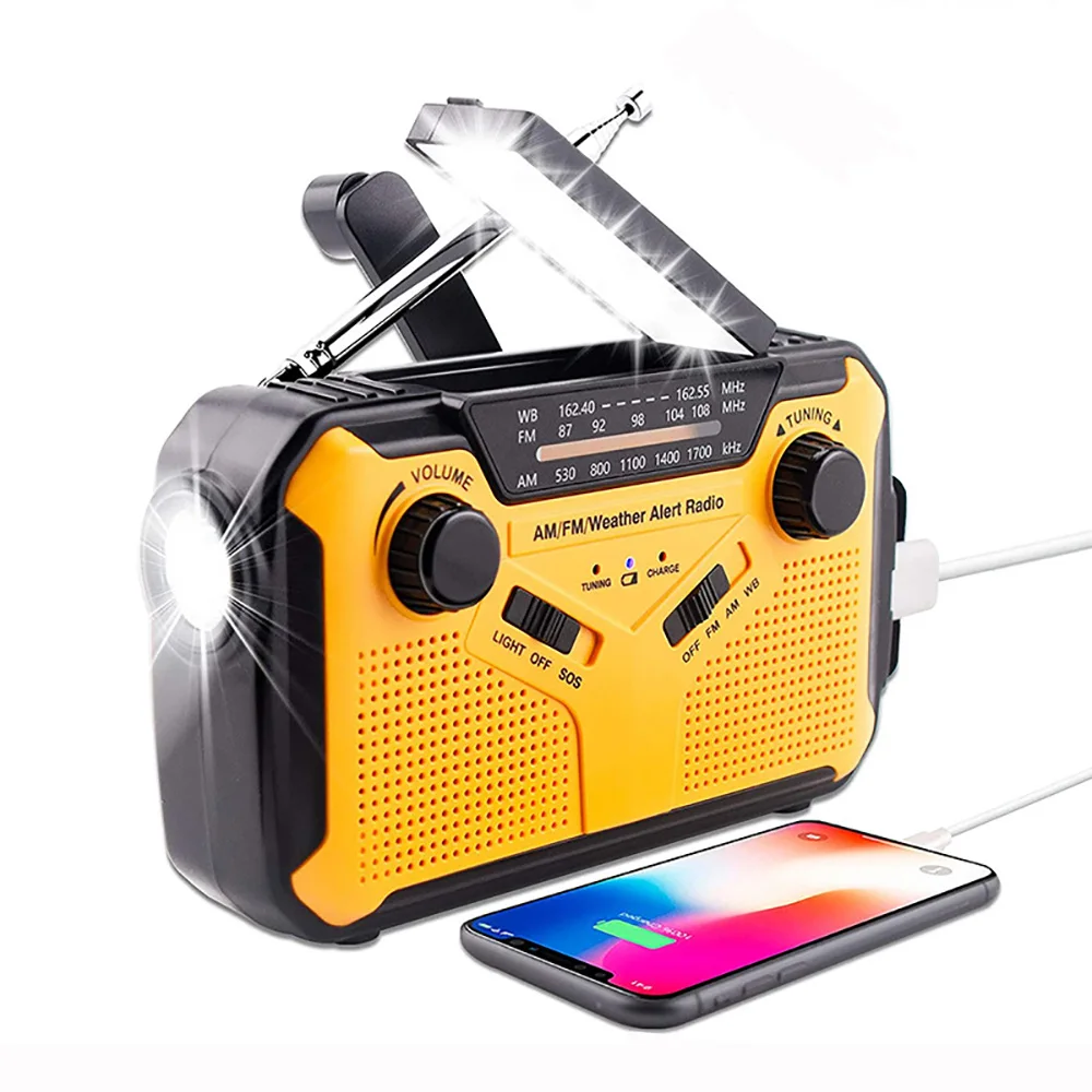 Цифровой FM AM WB радио на открытом воздухе солнечных батареях рукоятки 2500 мА/ч