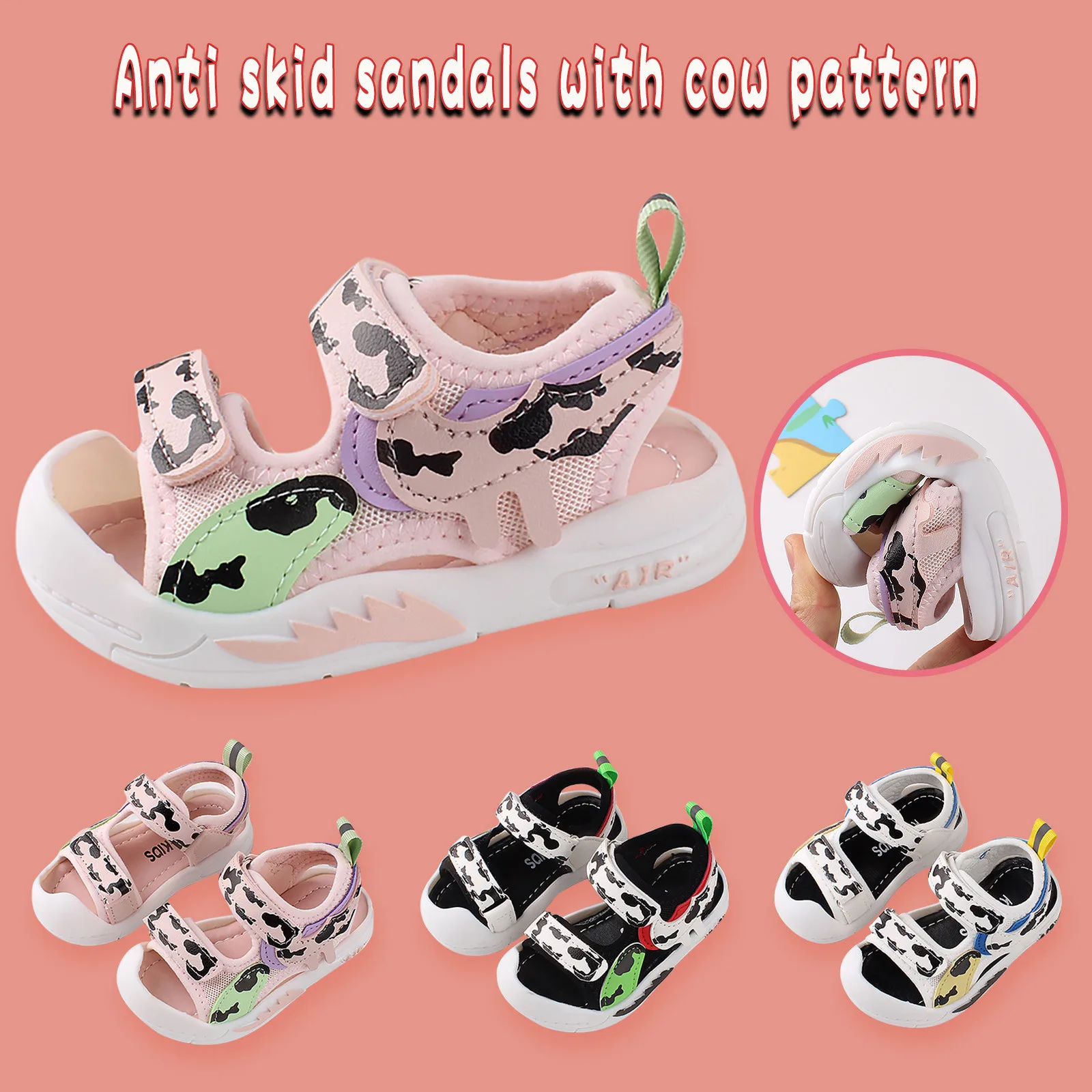 

Sandals Child Boy Summer Toddler Summer Sandals Children Cow Pattern Non-slip Beach Shoes Soft Sandalias babyschoenen E1