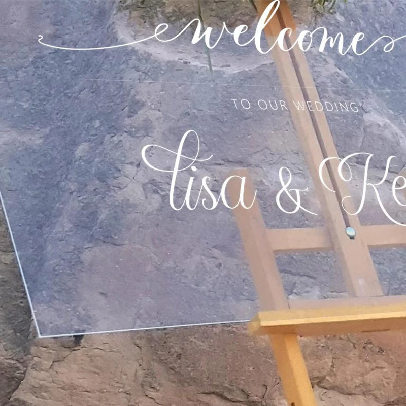 Personalized Wedding Welcome Sign Clear Acrylic Custom Names And Date Plexiglass Party Decor Rustic | Дом и сад