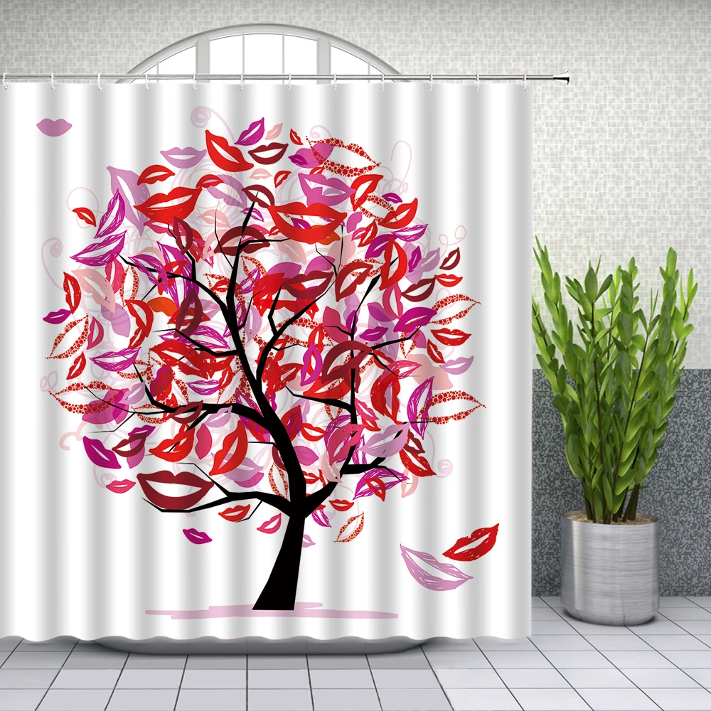 Красочные занавески для душа Креативный дизайн высокий каблук сексуальные губы