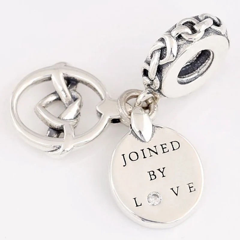 

100% 925 Sterling Silver Charm Mother's Day Heart Interwoven Pendant Fit Pandora Women Bracelet & Necklace Diy Jewelry