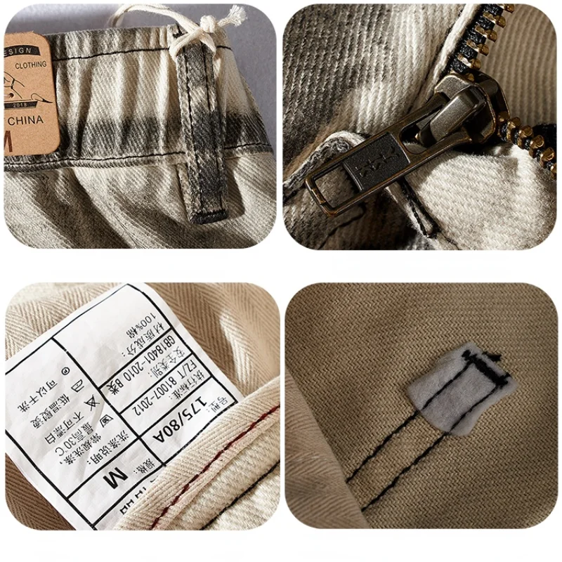 Loose Straight Jeans Men 's Vintage White Denim Distressed Wide Leg Daddy Pants