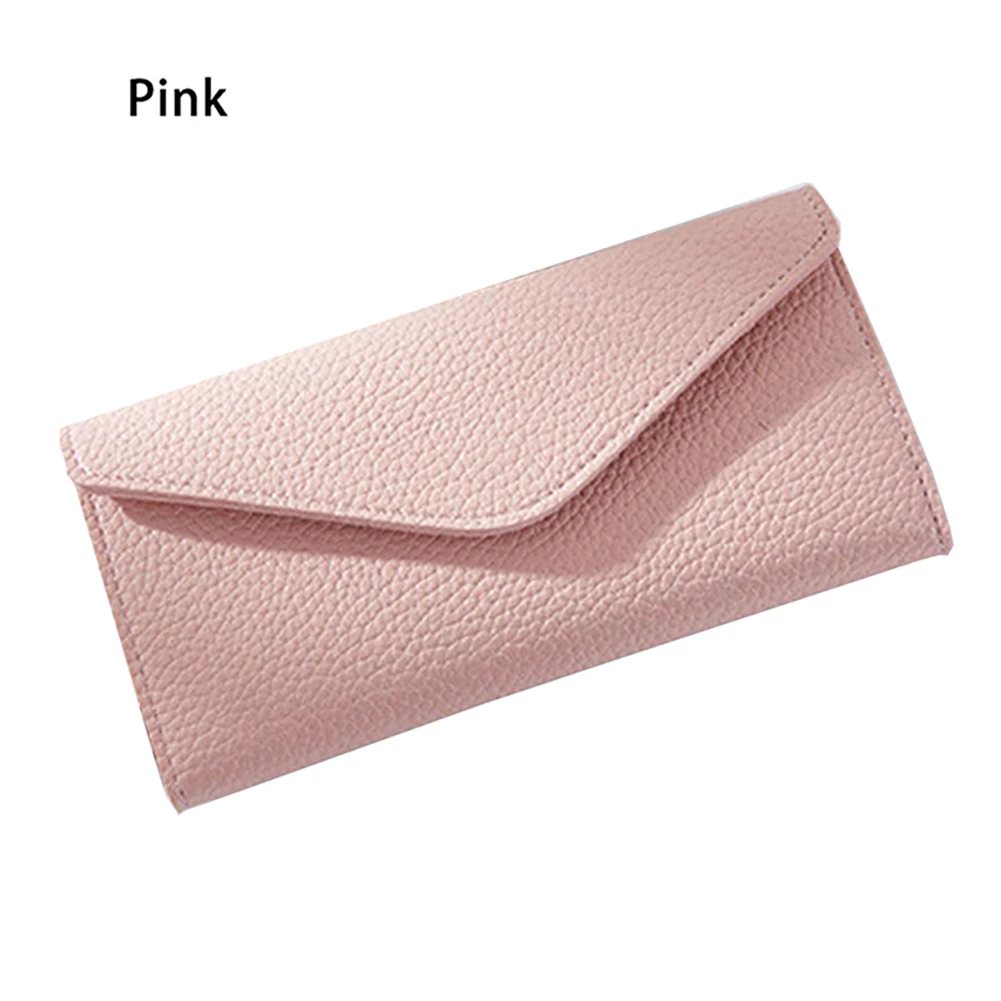 Pink Новинка, Женский Длинный кошелек-конверт из искусственной кожи, Одноцветный кошелек на застежке, кошелек для монет, держатель для карт вечерние клатчи, сумочка для денег - Цвет: Pink