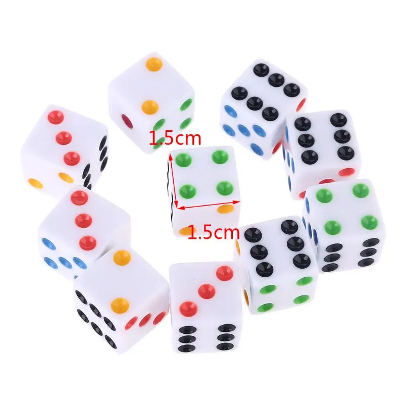 

10pcs/set D6 Six Sided Spot Dice Square Opaque Dices Role Playing Game for Party
